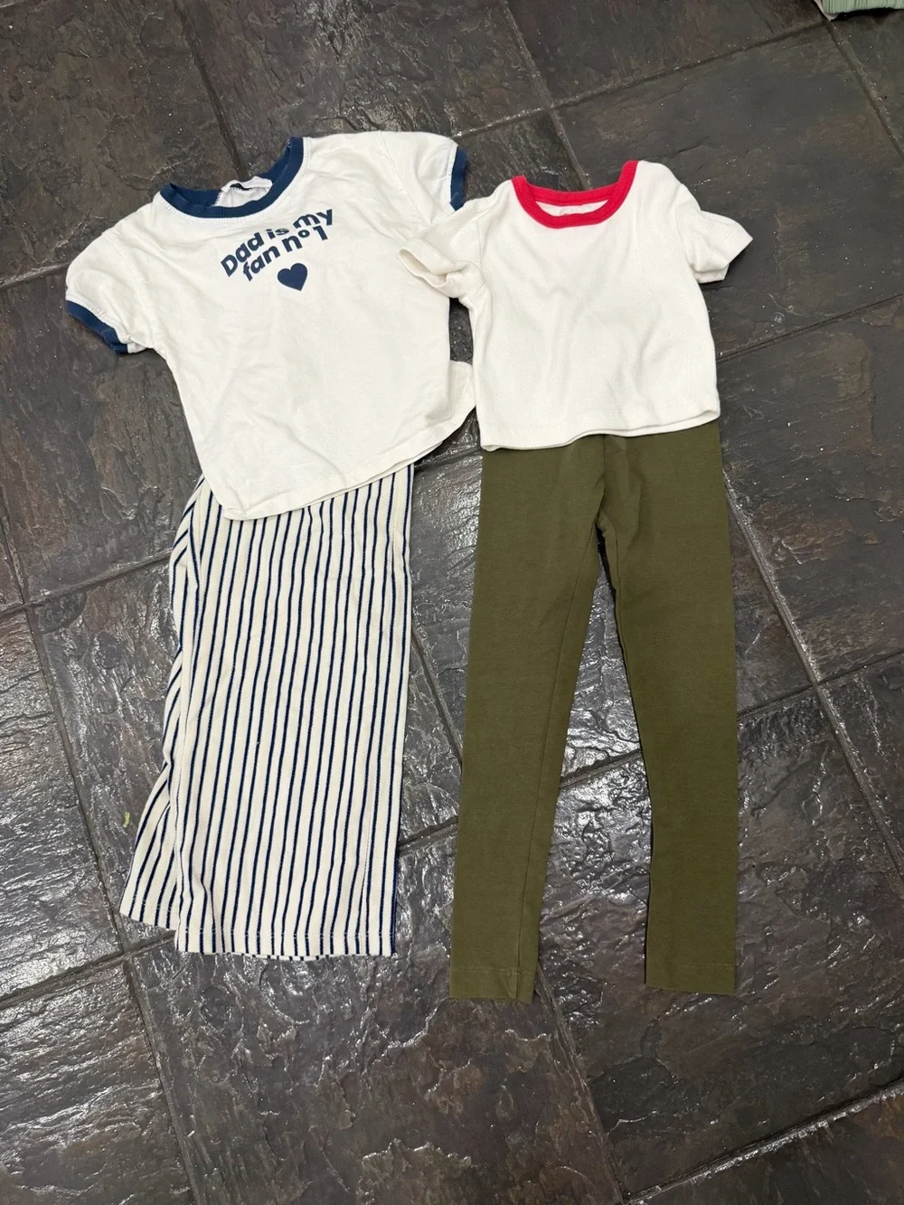 Zara Kids Outfit Bundle Size 6-7Y Dad Is My Fan No. 1 Tee Olive Leggings Sets